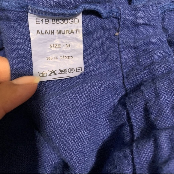 Alain Murati Studio Blue Gold Oversized 100% Linen Shacket with Hoodie Size M - Picture 9 of 14